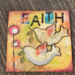 Hobby Lobby Vibrant Metal Media Art with Birds and Faith